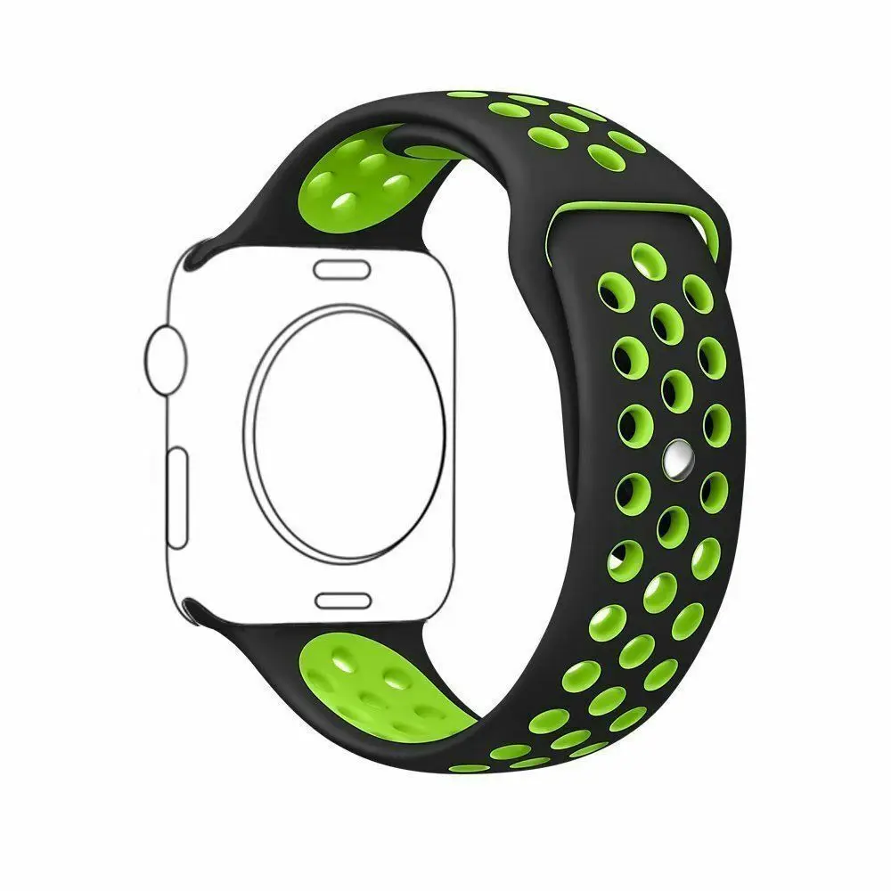Дышащий силиконовый ремешок для часов для Apple Watch ремешок 5 4 3 2 1 38 мм 42 мм спортивный резиновый ремешок для часов Nike+ iwatch 40 мм 44 мм - Цвет ремешка: Black green