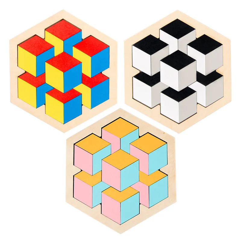 Красочные 3D деревянные геометрические фигуры технические математические
