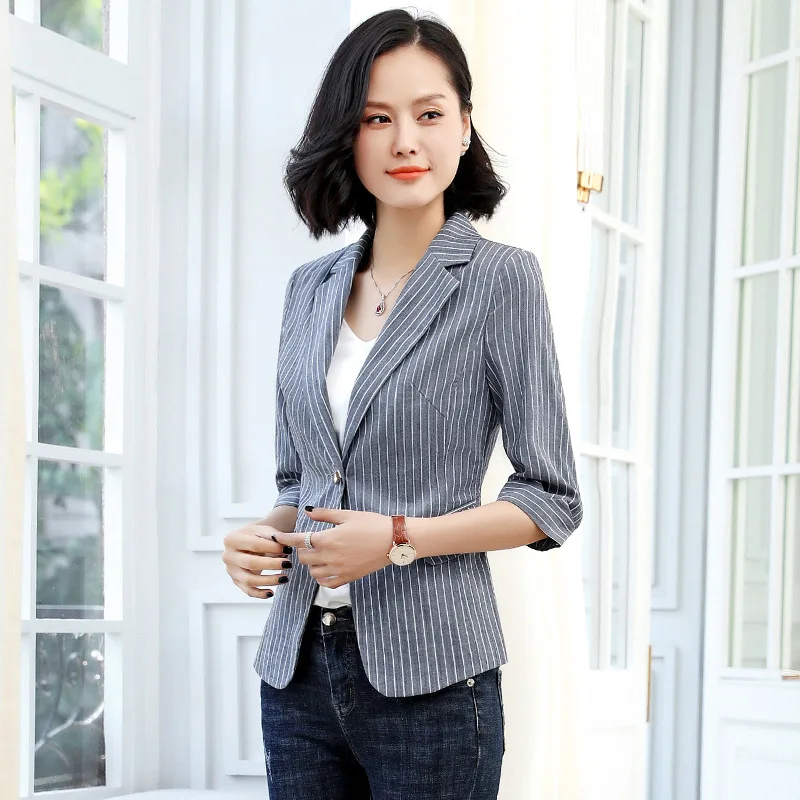 

CHIC Three-quarter-length Sleeve Half-sleeve Shirt Small Plaid Suit Jacket Women's Korean-style Casual Slim Fit Women's Thin Typ