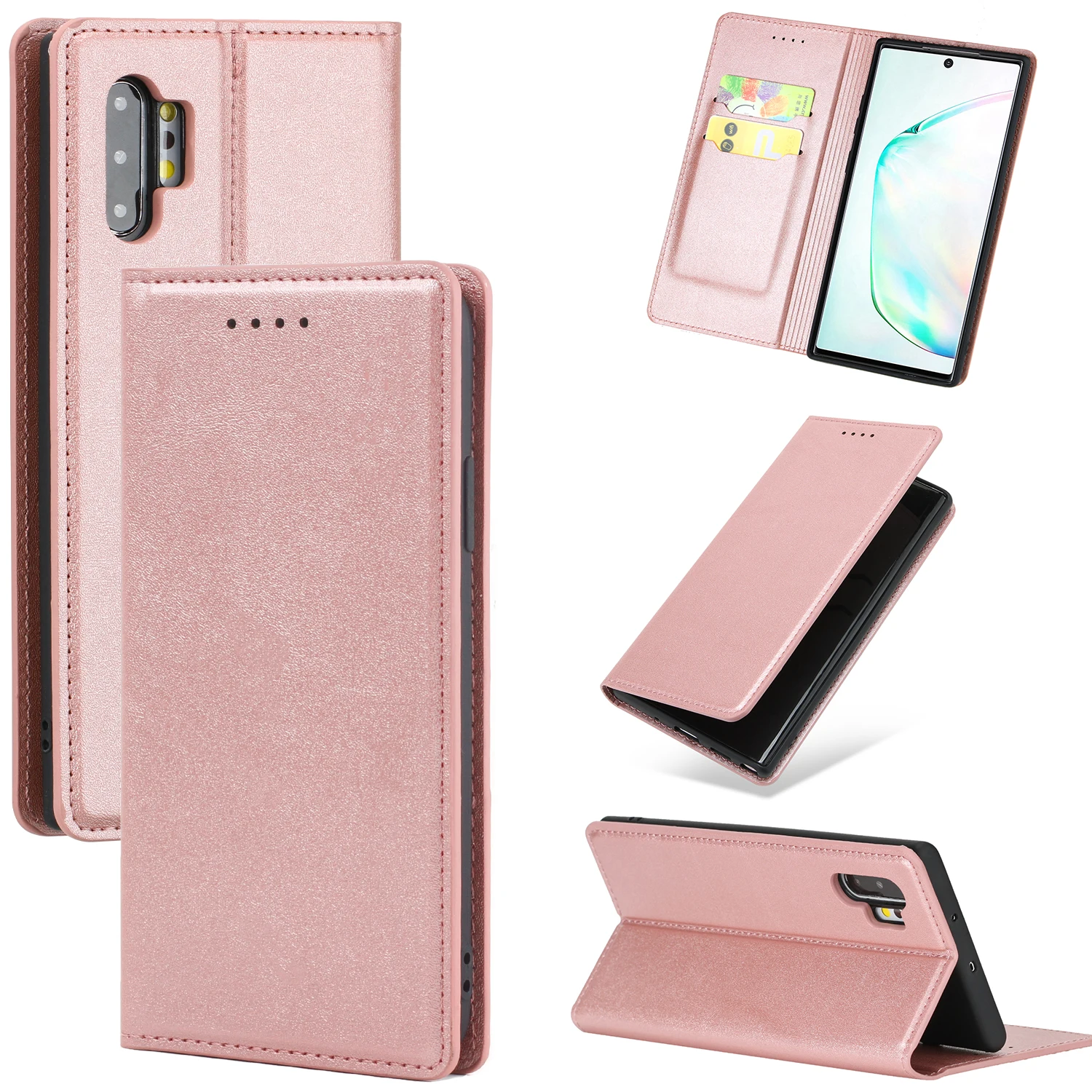 Rose Gold S10e кожаный чехол для телефона Samsung Galaxy Note 10 S10 плюс полноразмерный защитный флип-чехол с подставкой и отделениями для карт Магнитная Примечание 10+ Coque - Цвет: Rose Gold