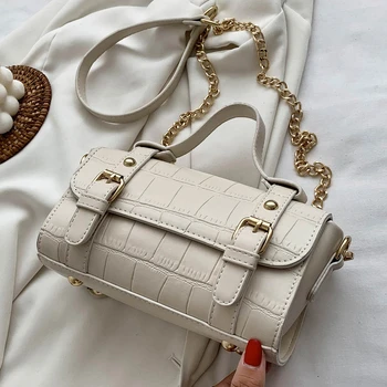 

Stone Pattern Small Bag Women Fashion Tote Bag Crossbody PU Leather Shoulder Handbags Chains Ladies Brand Designer Purse