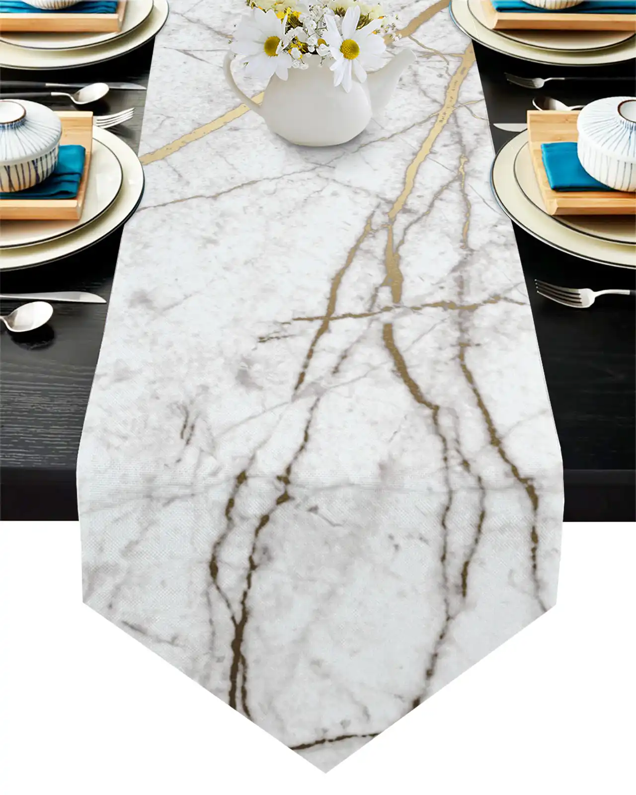 Chemin De Table Tendance En Marbre Dore Decoration Pour La Maison Fete De Mariage Salle A Manger Gadget De Table De Restaurant Aliexpress