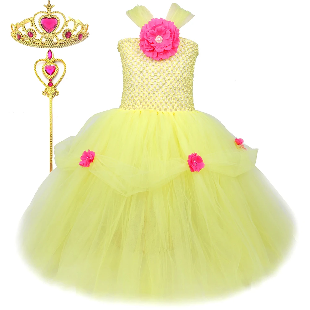 Платье-пачка для девочек длинное желтое на Хэллоуин день рождения |