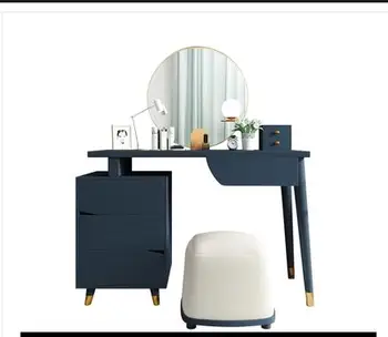 

Solid wood dressing table modern minimalist bedroom light luxury dressing table with mirror integrated net celebrity home Nordic