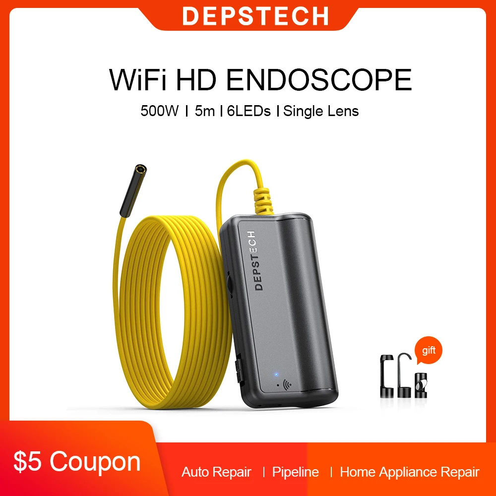 Câmera de Inspeção Ultra-fina do Endoscópio de Depstech Cabo Semi-rígido Impermeável Ip67 Snake Câmera 720p 1mp Borescope Usb 5.5mm 3 snake camera 720p 1mp usb borescope