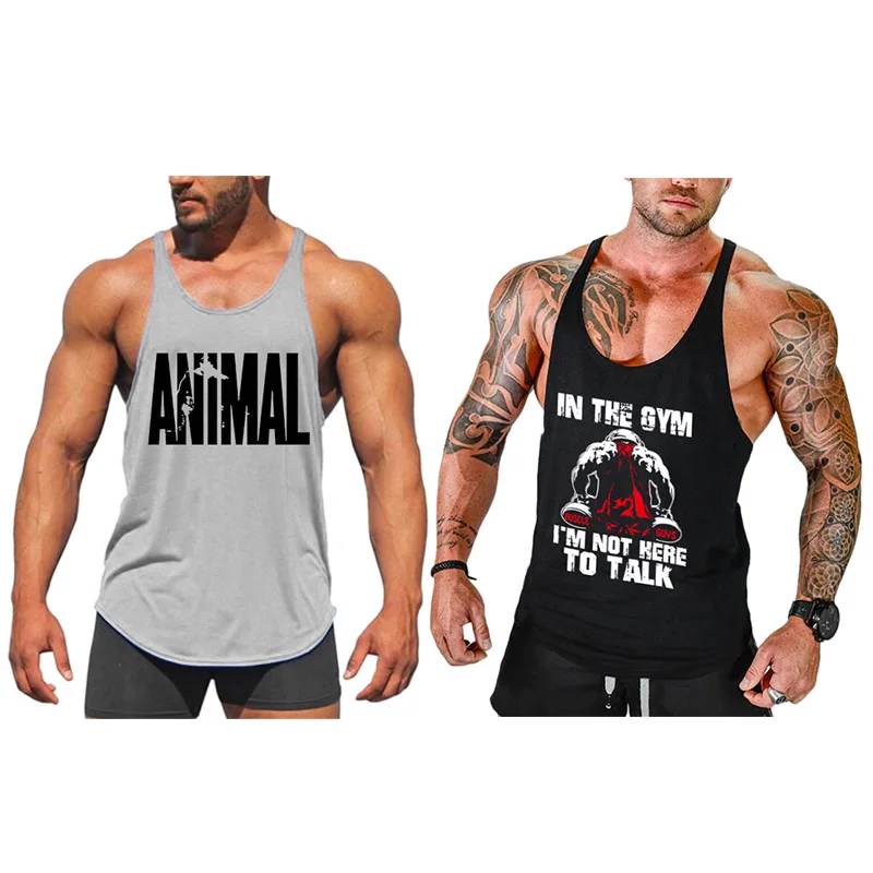 Muscleguys, 2 шт., для мужчин, M Gyms Y Back, майка без рукавов, майка для тренировок: 1 шт., топ для мужчин, одежда для фитнеса, черная и 1 шт., для бодибилдинга