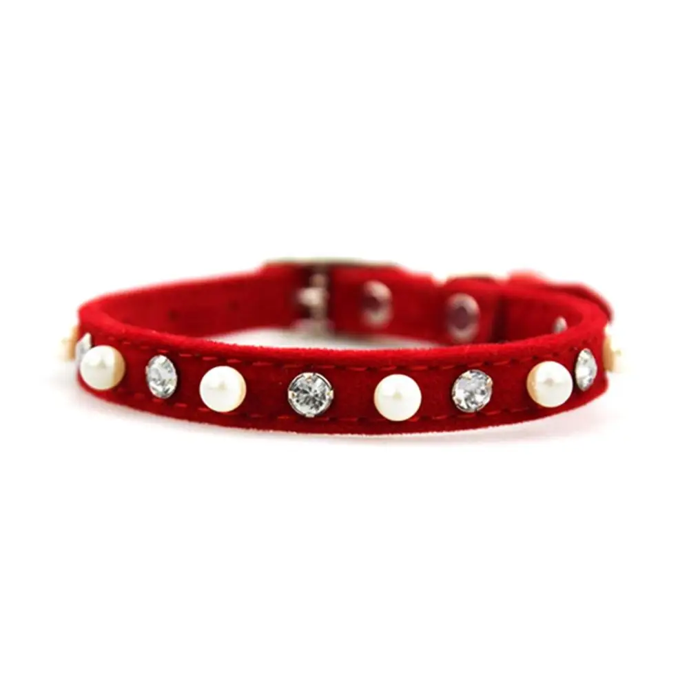 Cat Collar With Safety Buckle Soft Velvet Cat Collar Crystal Jeweled With Bell Fashion Necklace For Kitten Kitty