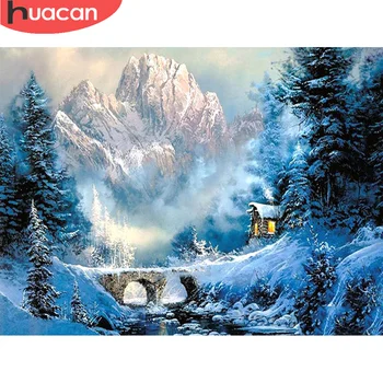 

HUACAN Diy Diamond Painting Mountain Embroidery Cross Stitch Winter Landscape Decorations For Home Mosaic Handmade