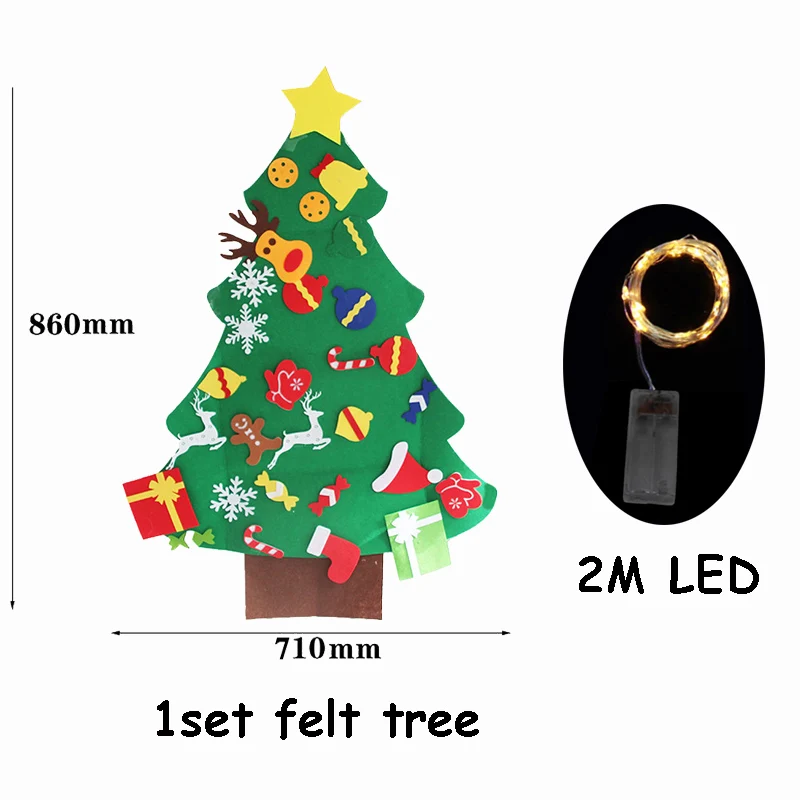 Светодиодный DIY Войлок Рождественская елка Navidad рождественские украшения для дома Natal дети подарок на год игра керст дерево украшения Декор - Цвет: 1set