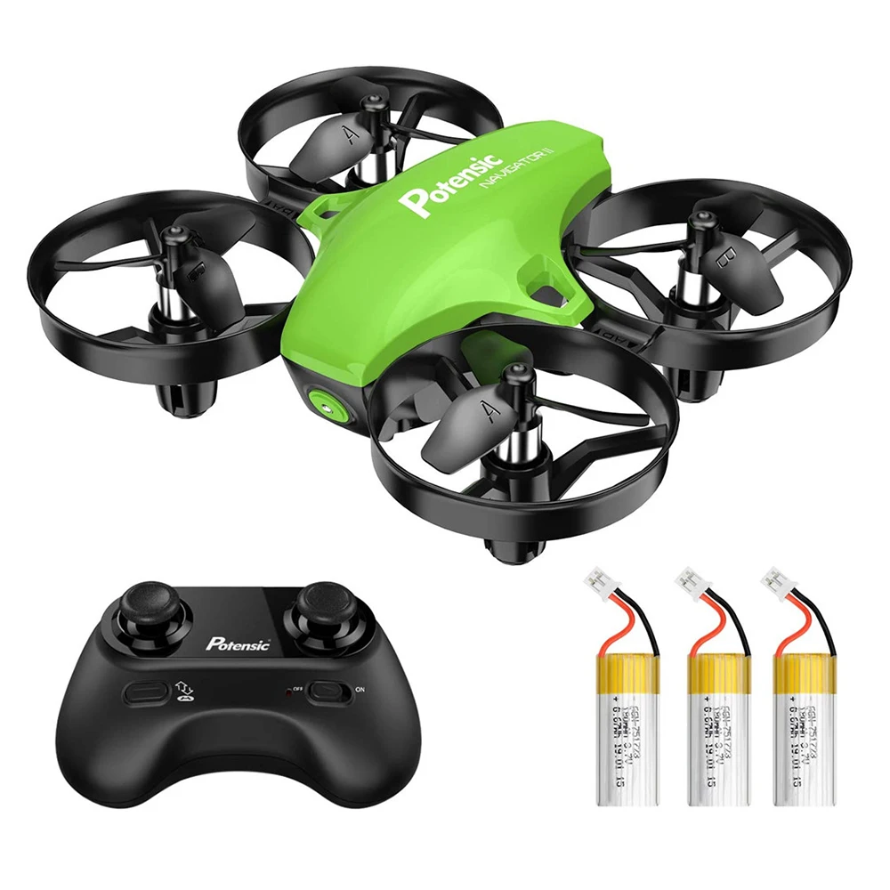 Potencisic-Mini Dron A20 para niños, teledirigido cuadricóptero, modo sin cabeza, fácil de volar, con 3 baterías