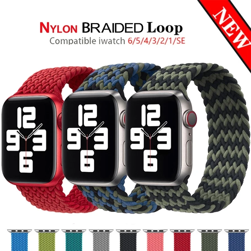 Ремешок нейлоновый Соло для Apple Watch band 44 мм 40 мягкий браслет iWatch Series 6 SE 5 4 38 42
