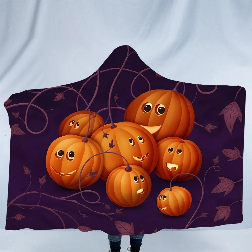 Детское зимнее теплое одеяло с рисунком тыквы на Хэллоуин, домашняя забавная накидка, детское одеяло, плащ с капюшоном, вечерние костюмы для косплея