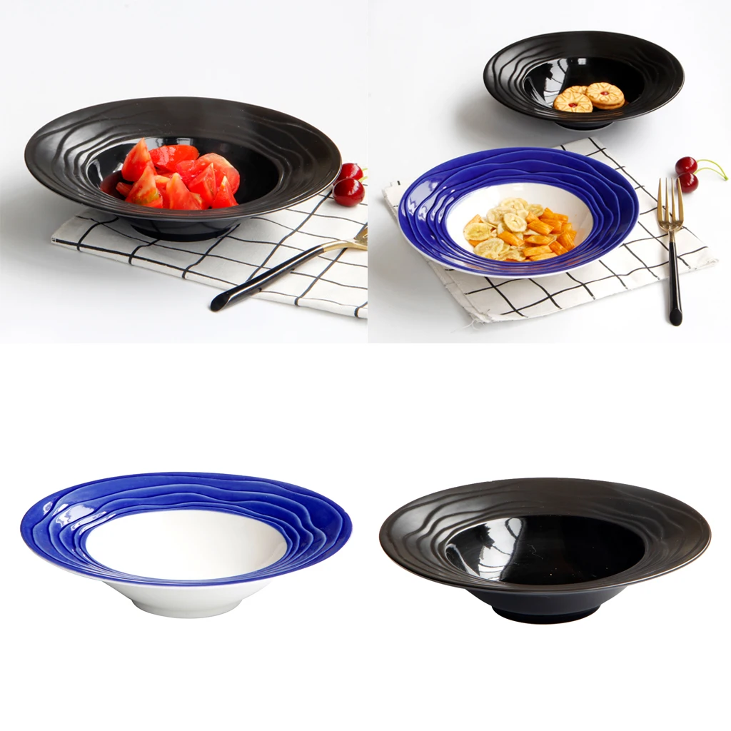 Ceramic Dinner Dish Plate Salad Noodles Bowl Soup Plates Bowl 2 Colors