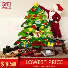 2020 DIY filc choinka ozdoby choinkowe na boże narodzenie w domu dekoracje na choinkę z girlanda żarówkowa Xmas prezenty na nowy rok