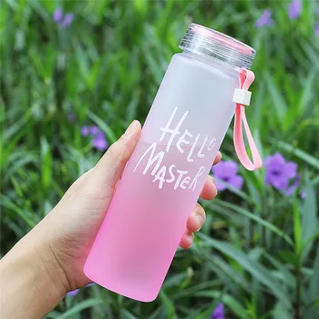 

500ml New Frosted Plastic Water Bottle Portable Color Gradient Bottle Fruit Juice Leak-proof Outdoor Sport Travel Camping Bottle