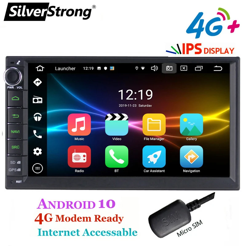 Универсальная Автомобильная Мультимедийная система SilverStrong Android 10 1Din 7 дюймов dvd