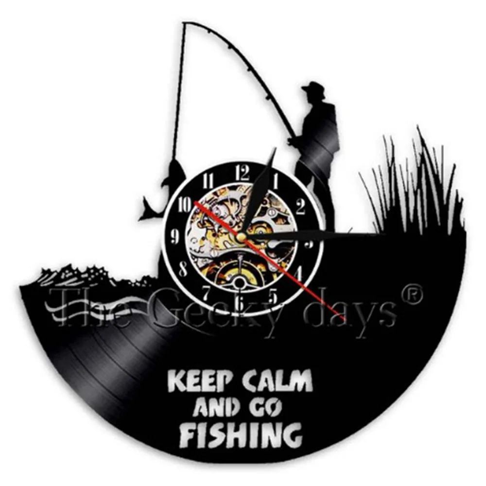 Customizable Fishing Vinyl Clock Vinyl Retro Handmade Hollow out Family Decoration