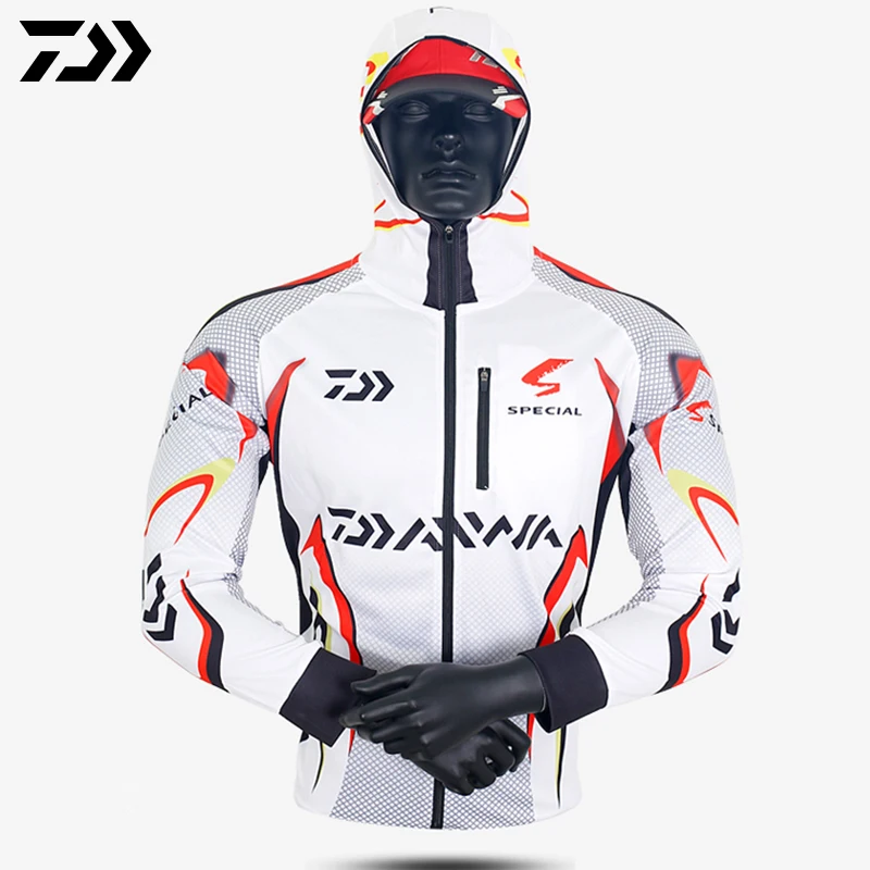 Daiwa летняя рыбалка с капюшоном Мужская дышащая Защита от Солнца Рыбалка Джерси Открытый Анти-УФ быстрое высыхание солнцезащитный крем рыболовные рубашки