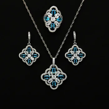 

CROSS-BORDER SUPPLY 2018 JEWELRY SET EARRINGS RING THE BRIDE NECKLACE SET ZIRCON THREE-PIECE MS CHAIN