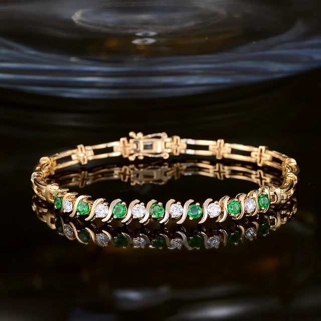 Emerald Green Baguette Link Bracelet – JIWIL