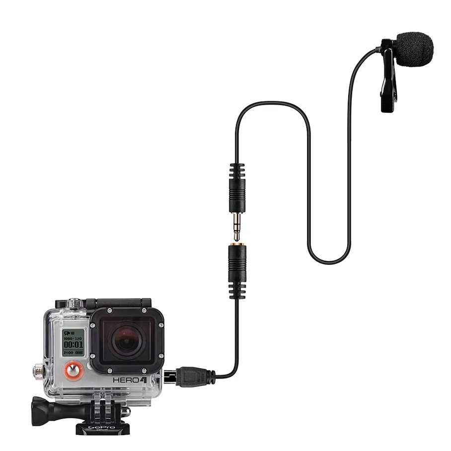 Commlite CVM-V01GP петличный микрофон клип на всенаправленный конденсаторный микрофон для GoPro Hero 3 3 + 4 экшн-камеры