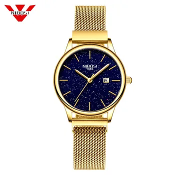 

NIBOSI Top Brand Women's Watches Fashion Starry Sky Quartz Watch Ladies Luxury Mesh belt Golden Wrist Watches relogio feminino