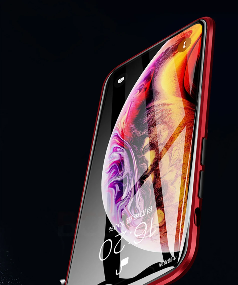 BCUYRS металлический магнитный чехол для iPhone XR XS MAX X 8 Plus 7+ Чехлы из закаленного стекла на заднюю панель с магнитом чехол для iPhone 7 6 6S Plus
