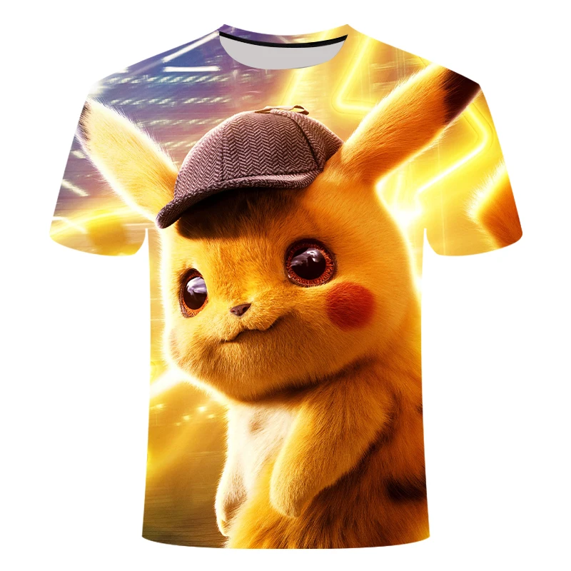 New 3D Movie Detective Pokemon Pikachu T-shirt For Boy/girl Tshirts Fashion Summer Casual Tees Anime Cute Cartoon Clothes - Цвет: TX1306