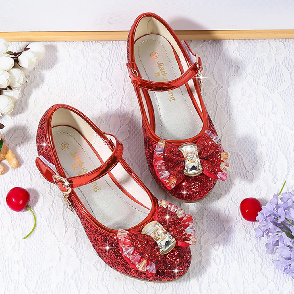 Infant Kids Baby Girls Pearl Crystal Bling Bowknot Single Princess Shoes Sandals Soft Sole Anti-slip Fashion girls shoes
