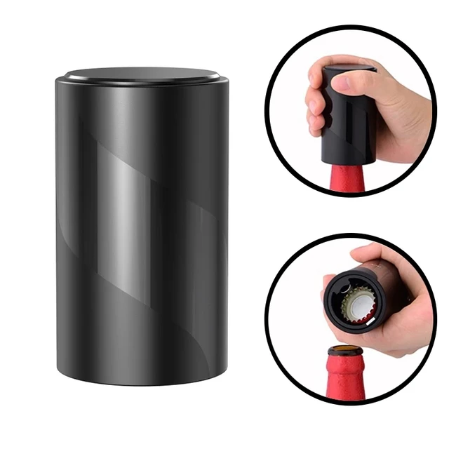 Automatic Beer Bottle Opener Magnetic ABS Wine Corkscrew Kitchen Gadgets Tools Portable Beer Opener For Men Bar Supplies Black