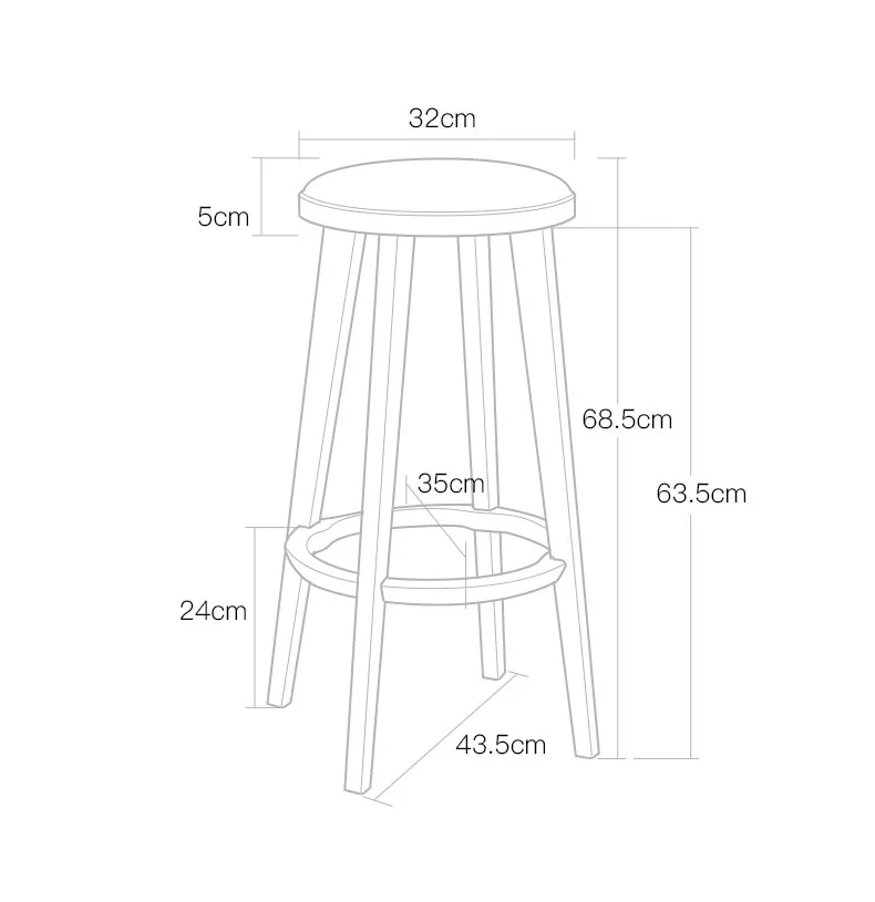 Барный табурет Скандинавский современный минималистский дом деревянный высокий табурет для ног ПУ/ткань Подушка к обеденному стулу Досуг семья бизнес кафе