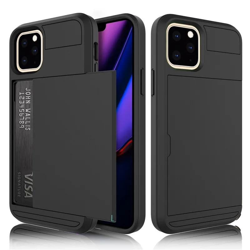 Противоударный чехол для iphone 11 Pro Max Hybrid Slide Armor Cover для iphone 6 6s 7 8 plus X XS XR Слоты Кошелек держатель для карт Coque