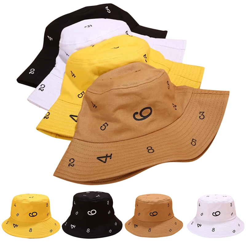 1PC Numbers 1 to 9 Bucket Hat For Men Women Fashion Outdoor Summer Lovers Flat Cap