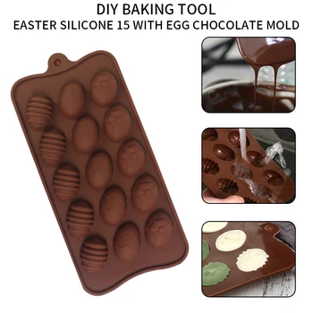 

15 Holes Silicone Chocolate Mold 3D Fondant Gummy Molds New Easter Eggs Soap Form Candy Bar Cake Decorating Moulds Baking Tools
