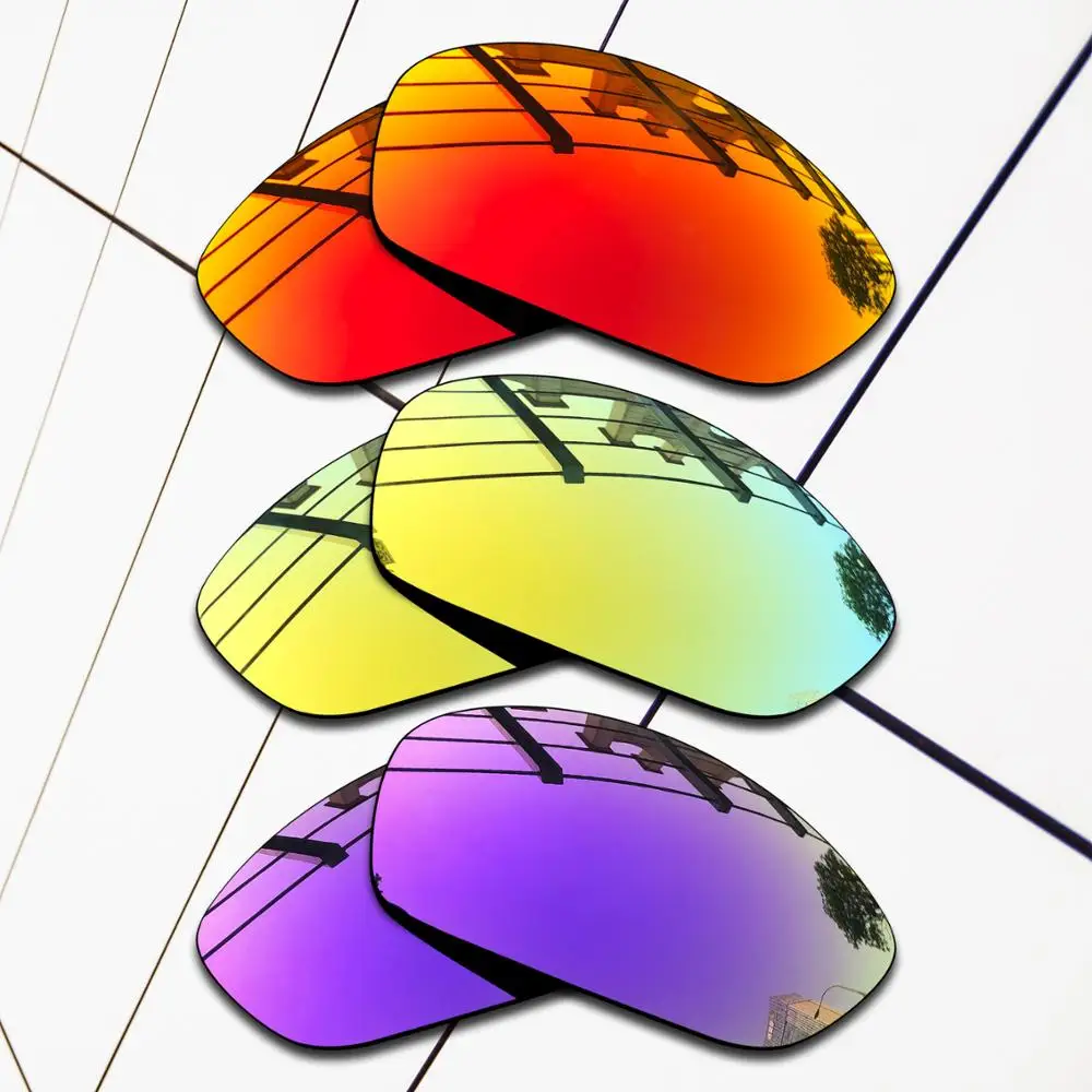 E.O.S 3 Pairs Fire Red & Purple & 24K Gold Polarized Replacement Lenses for Oakley Monster Dog Sunglasses