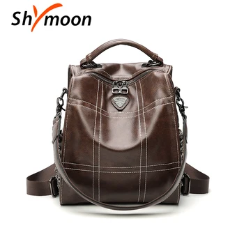 

SHYMOON brand design women backpack high level Laptop backpack for travel vintage anti-theft mochila school bags for girl 1879