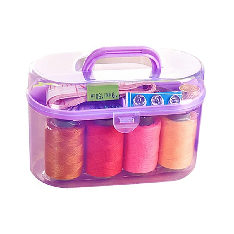 

Household Sewing Box Kit Art Craft, DIY Handmade Sewing Thread Organizer Storage Box Knitting Bag And Repair Kit For Home*
