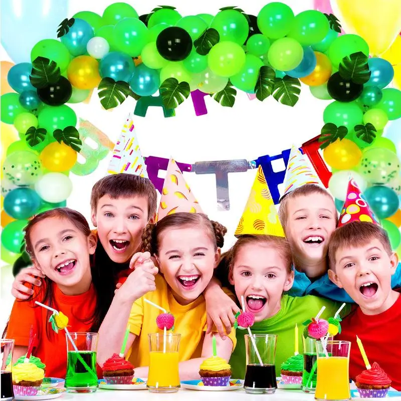 

127pcs Jungle Style Balloon Garland Kit Arch For Birthday Party Kids Background Decor Confetti Balloons Green Leaf Balloon Arch
