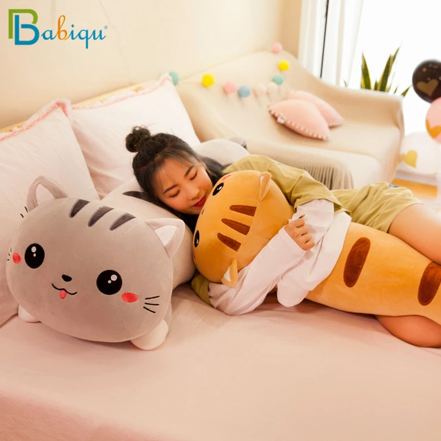 Cute Cat Long Plush Pillow, Long Pillow Stuffed Plush
