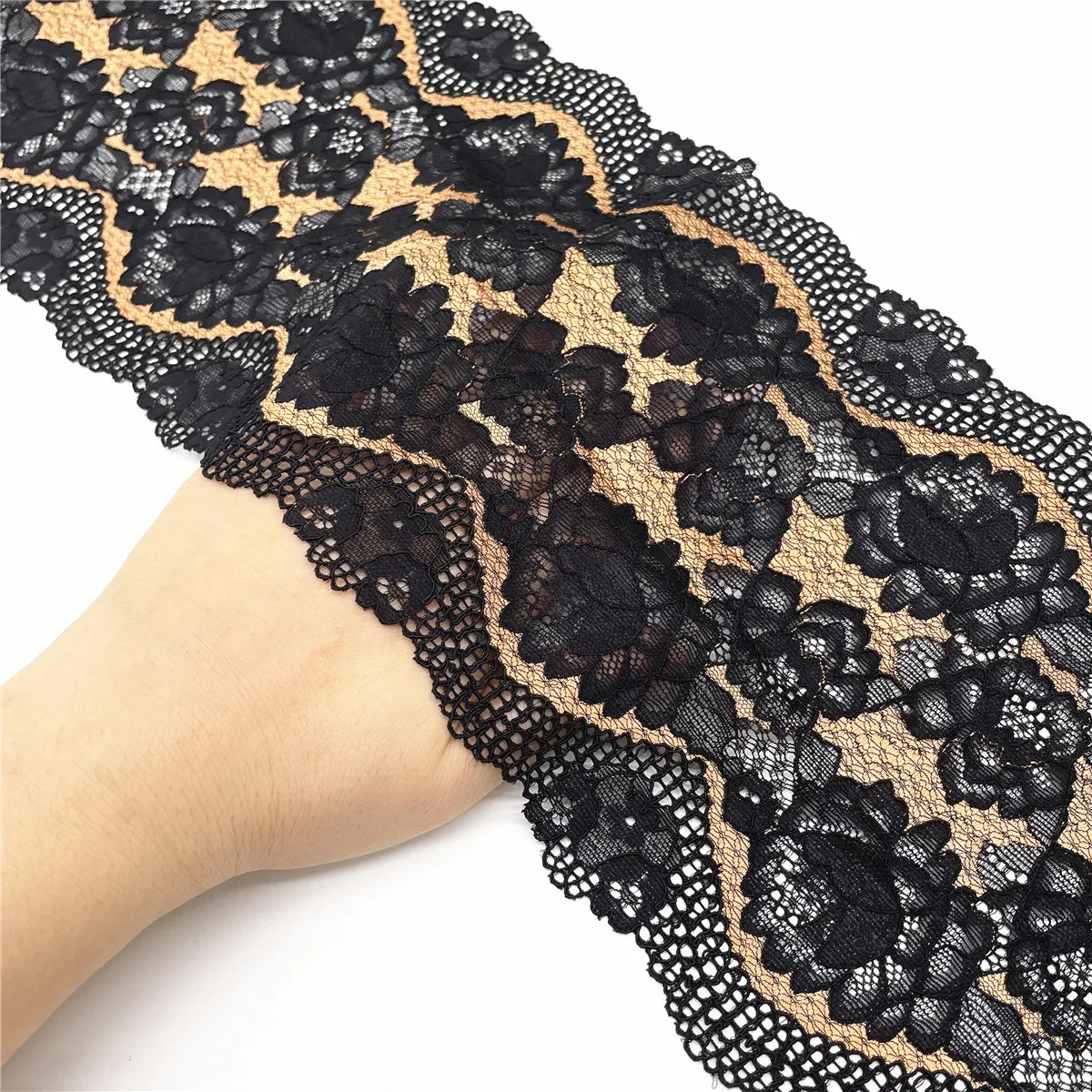 3y/lot Width 6 1/2 inch 16.50cm Two-Tone Orange Black Stretch Elastic Lace Fabric DIY Crafts Sewing Supplies Lingerie Material 4
