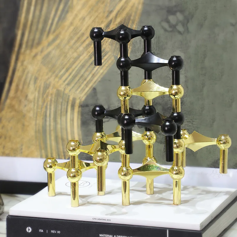 

Light Luxury Candlestick Decorations And Ornaments Soft Loading European Style Home Villa Model Triangular Joint Candlestick Dec
