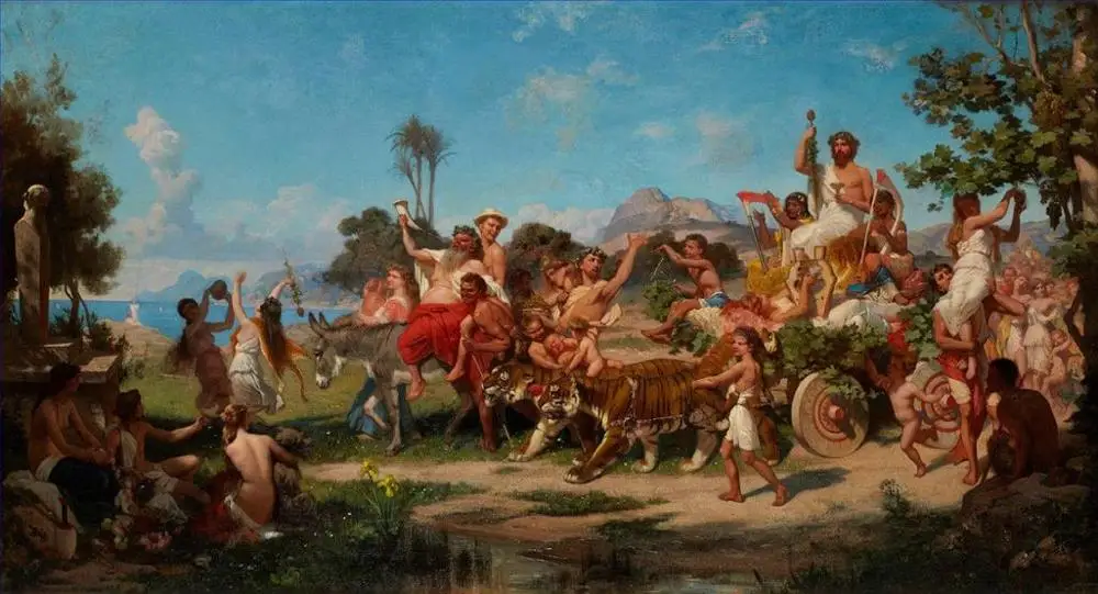 Ручная роспись художественные картины учителей колледжа-Bacchanalia Stephan Bakalowicz