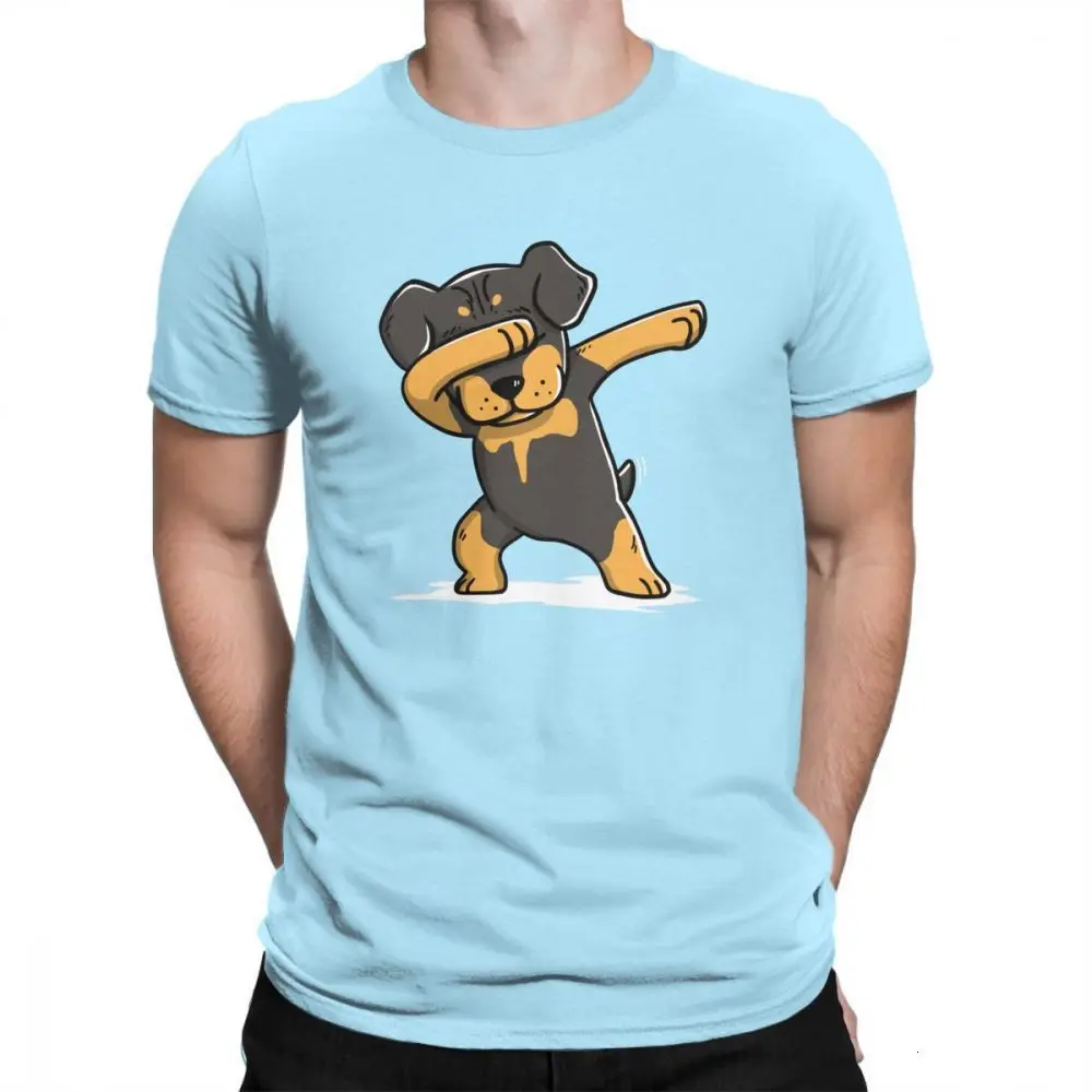 SkyBlue Смешная футболка Midnite Star Man Dabbing Rottweiler, топы с короткими рукавами и круглым вырезом, хлопковая футболка, уличная футболка с собакой - Цвет: SkyBlue