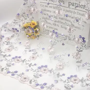 

Beautiful Colorful Flower Lace Embroidery Soft Mesh Fabric French For DIY Sewing Summer Dance Prom Curtain fabric by 1 yard