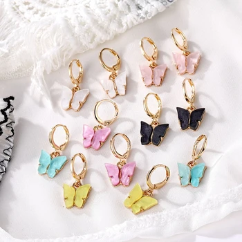 

ZOVOLI 2020 New Women's Earrings Fashion Color Acrylic Butterfly Stud Earrings Animal Sweet Colorful Stud Earrings Girls Jewelry