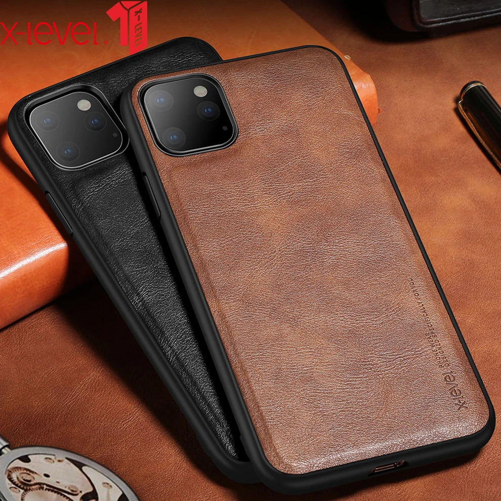 

X-Level PU Leather Case For iPhone 11 Pro Max Ultra Light Soft Silicone edge Back Phone Cover For iPhone 11 Pro Case iPhone11