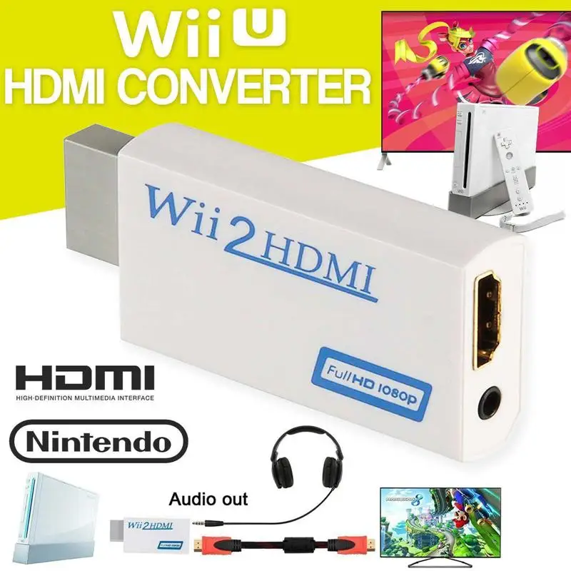  MeterMall Wii A HDMI Adattatore Convertitore di Full HD 1080P Video Audio Uscita di 3.5mm Per HDTV 