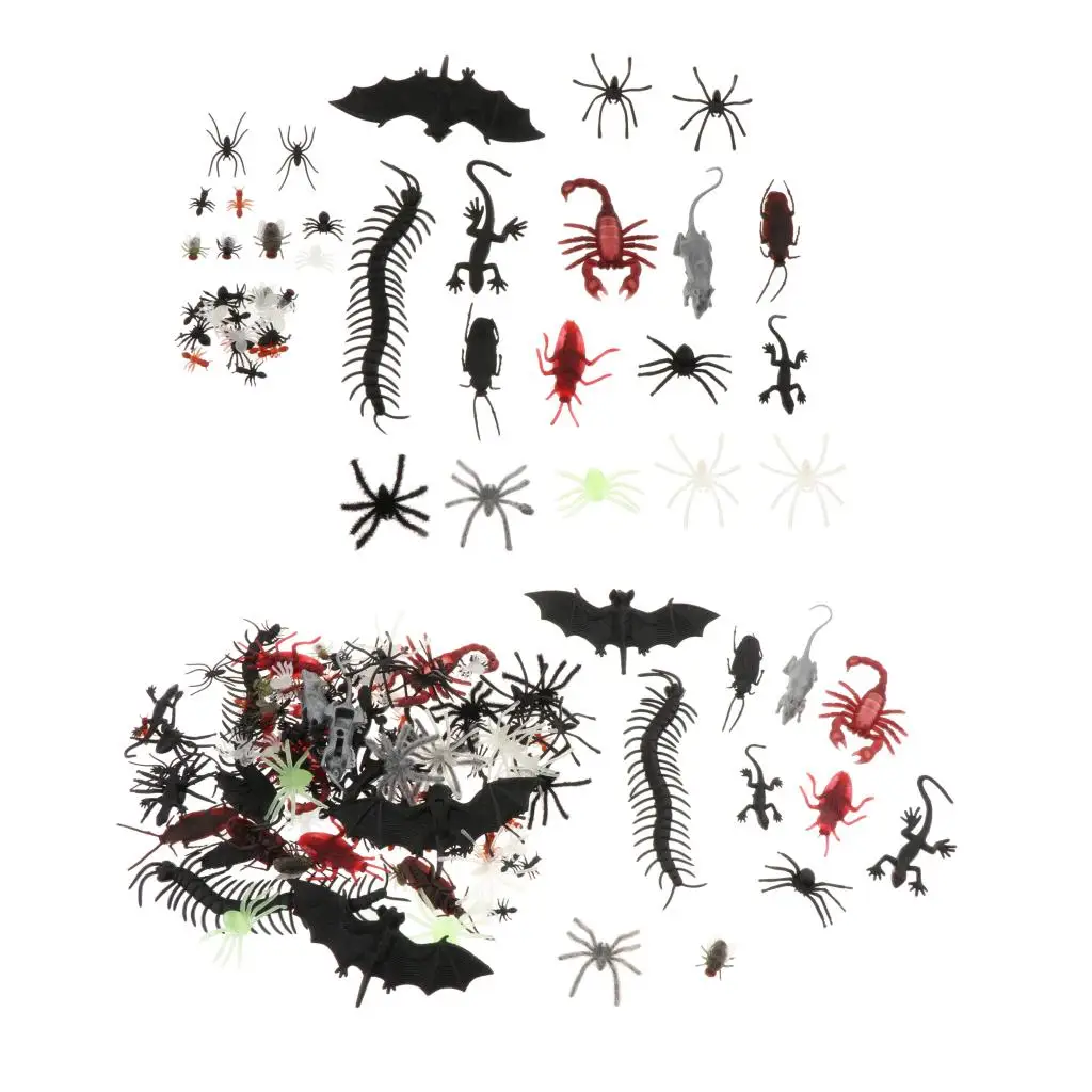 44/150Pcs Insect Models Plastic  Joke Gags Plastic Bugs Halloween Gadget Education Toys