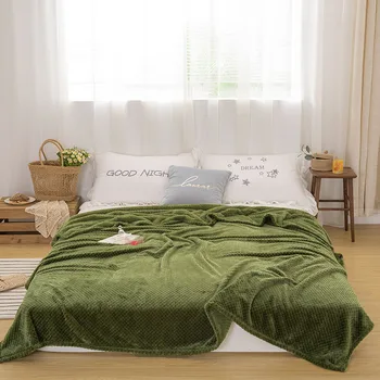 

Flannel Fleece Throw Blanket Soft Blanket Solid Color Bedspread Plush Cover for Bed Sofa Christmas Gift Dropship Green