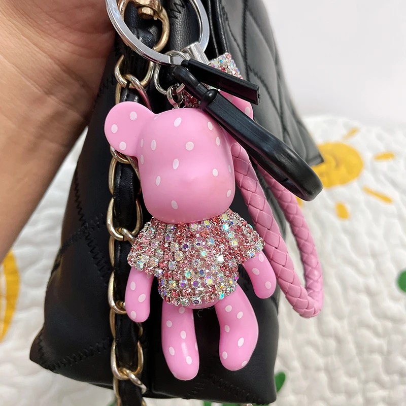 Hot Pink Faux Leather Flower Bag Charm Keychain New Handmade Purse  Accessories